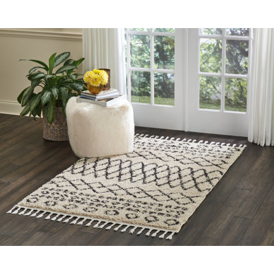 Tapis à motif géométrique crème / ivoire Calion