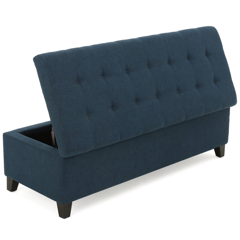 Banc de rangement avec repose-pieds, banc d'entrée, banc de bout de lit, repose-pieds pour chambre à coucher, bleu marine, 300 lb