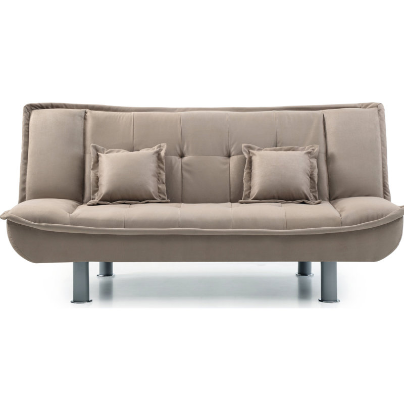 Lit avec fonction de conversion facile, 34 po de hauteur x 74 po de largeur, 38 po de profondeur, pieds en métal, coussins assortis, 2 lits-couchettes sophistiqués confortables, HWD, similicuir noir, coussins moelleux