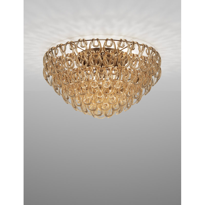 Giogali Ceiling Lamp 80 Crystal Smoky Glossy Chrome E26 Ul 1, Matte Bronze, Crystal Amber