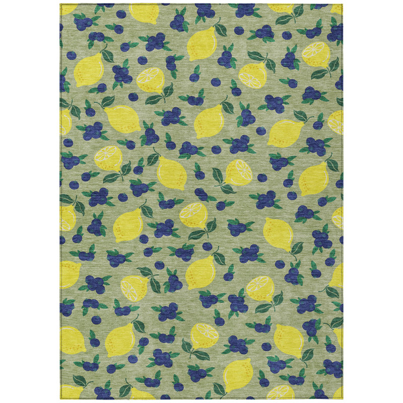 Machine Washable Indoor/Outdoor Bourkelands ACN2354 Fruits Rug, Rectangle 5' x 7'6"