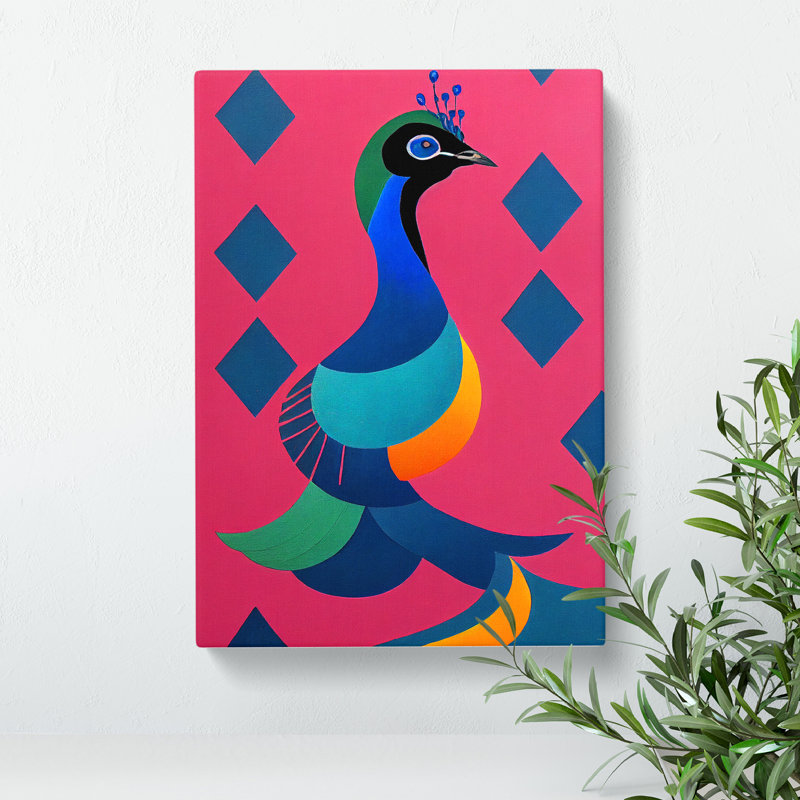 Peacock In Abstract - Wrapped Canvas, 76cm H x 50cm W