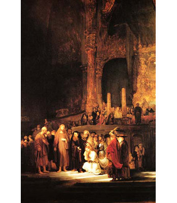 «Christ and The Adultress» par Rembrandt Van Rijn, reproduction d'art