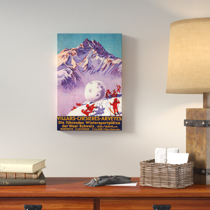 « villars », affiche rétro sur toile tendue, H 18 po x l 12 po