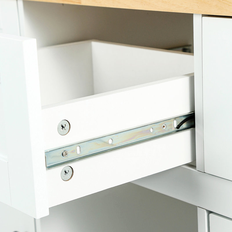 Contemporary Kitchen Cart With Drop And Spice Storage White Modern Aesthetics, White