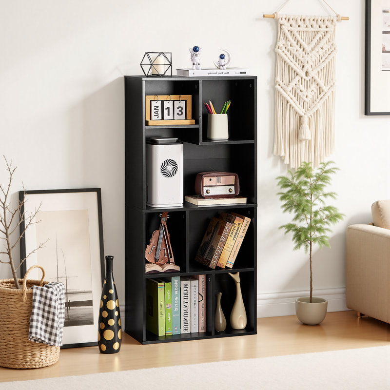Hidajeta Cube Modern Bookcases, Bookshelves for Most Books, Vertical or Horizontal Use Available, Black