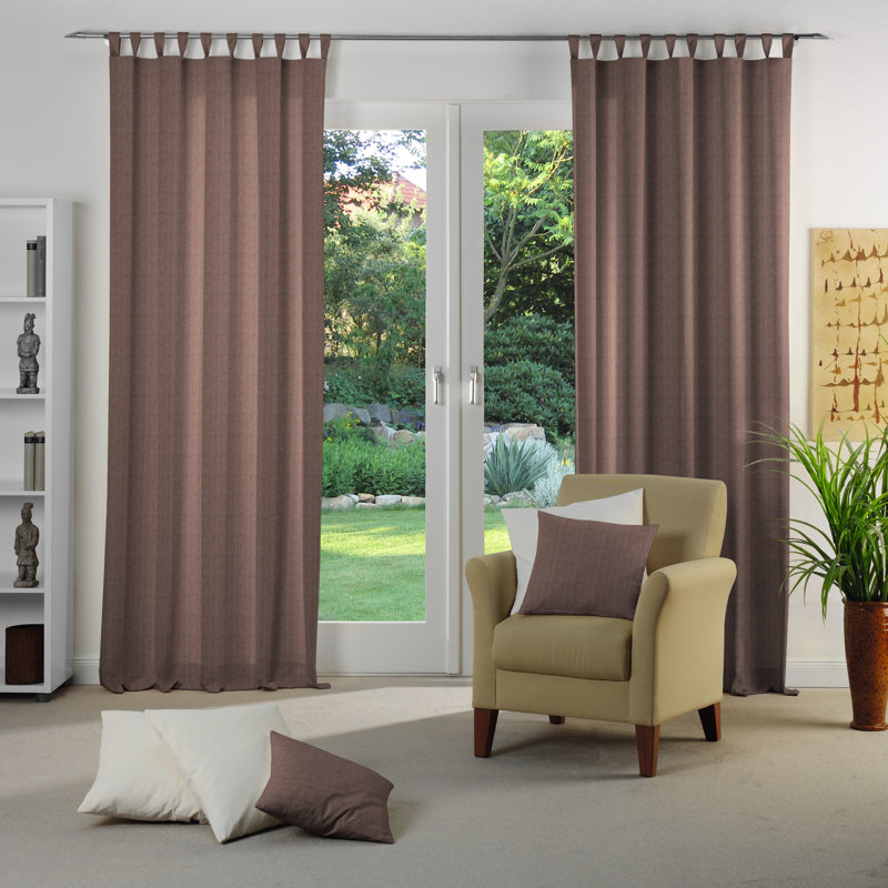 Branton Tab Top Curtain Single Panel, opaque, 132cm Width x 175cm Drop, Brown