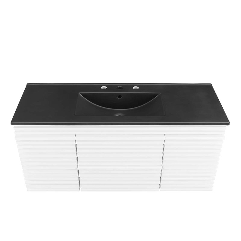 Modway Render 48" Wall-Mount Bathroom Vanity, Black, White