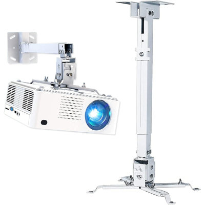 5 Core Projector Mount Ceiling Wall Universal Holder Adjustable Low Profile Capacity 40lb - WHITE