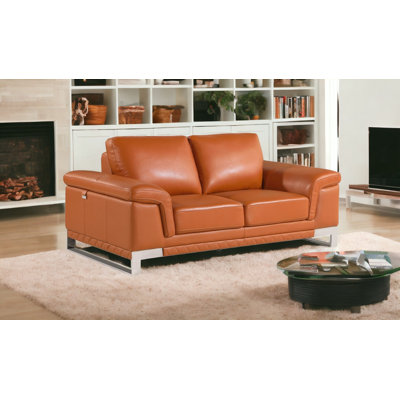 Causeuse en cuir véritable 73 po Dason