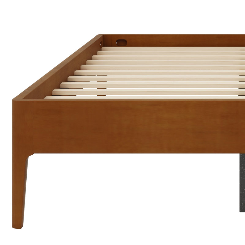 Lit plateforme élégant avec tête de lit intégrée et sommier à lattes pleine couverture, Brun