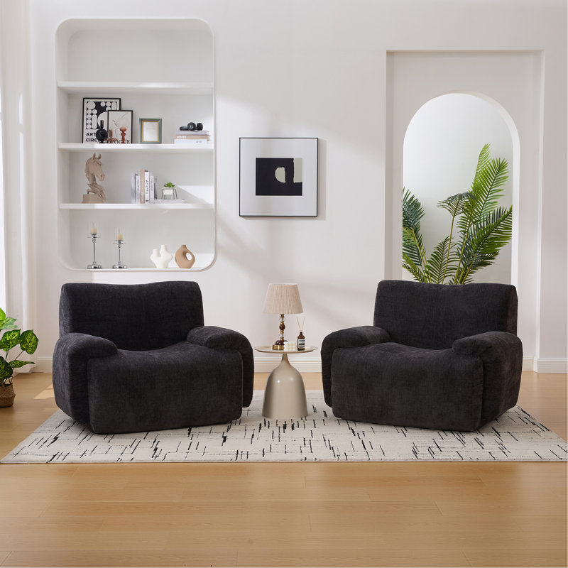 Fauteuil d'appoint large et surdimensionné rembourré, Noir