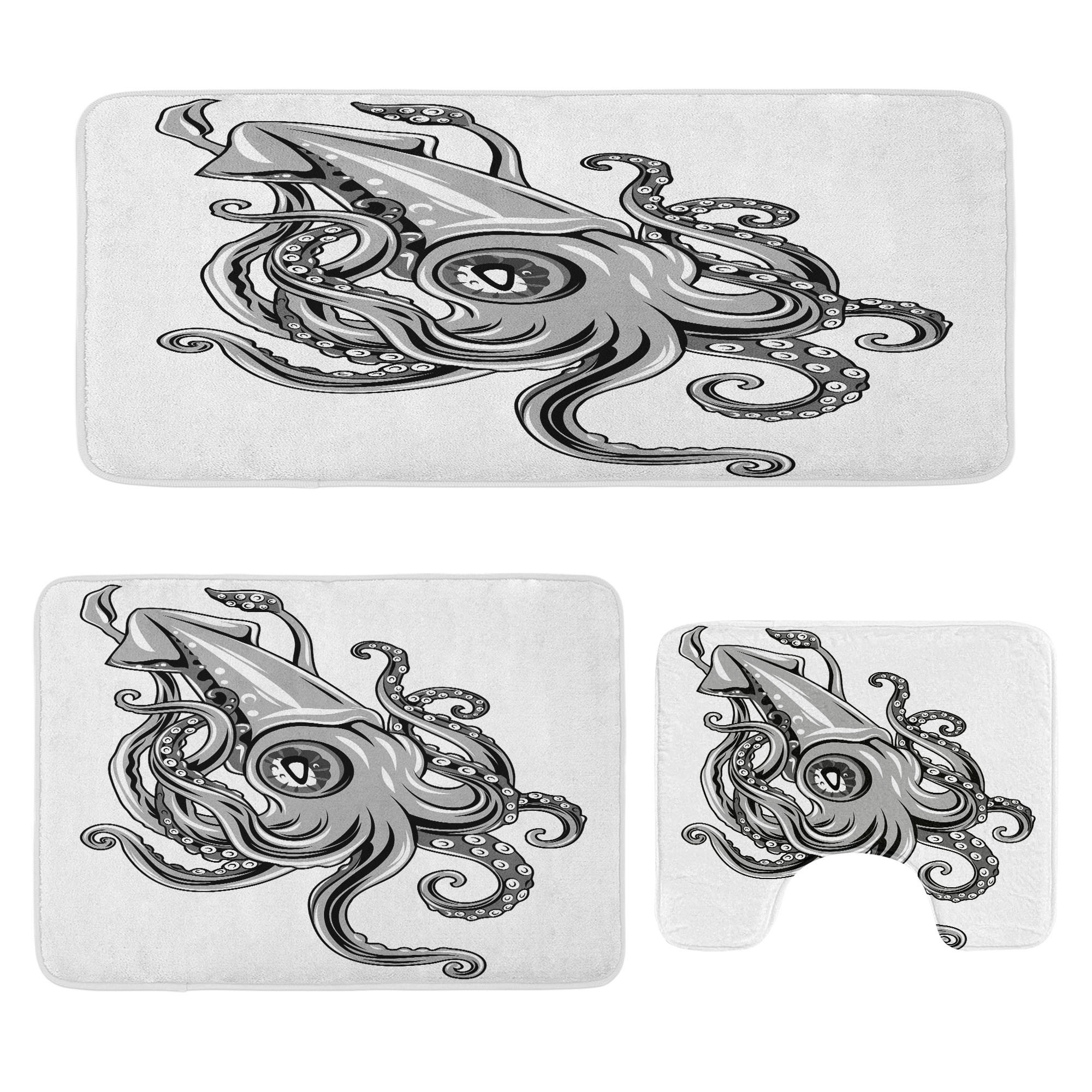 East Urban Home Kraken Bathroom Rug Set 3 Pieces U-Shape & Rectangle ...