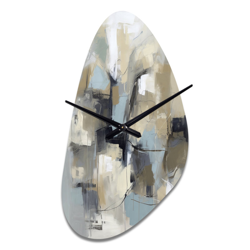 Beige et gris - Créature abstraite I - horloge murale, Moyenne