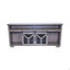 Meuble télé 65,3 po avec bandes lumineuses à DEL et porte de grange en fer avec bande décorative en Y de style campagnard gris-830606332