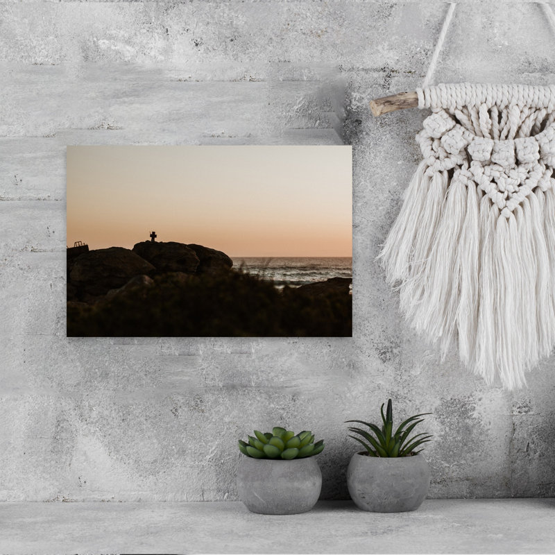 Coastal Cross Golden Hour Peaceful Serene Tranquil Coastal Wall Art Print 1 Piece Wrapped Canvas Wall Art