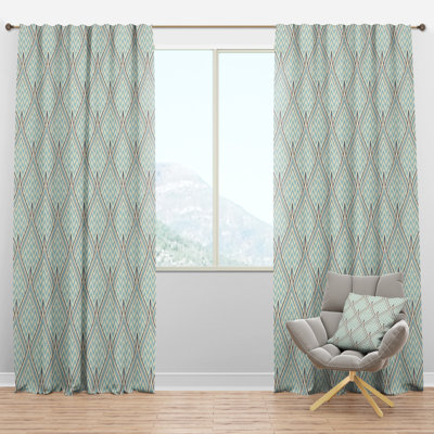 Panneau de rideau simple semi-diaphane avec passe-tringle Mid-Century
