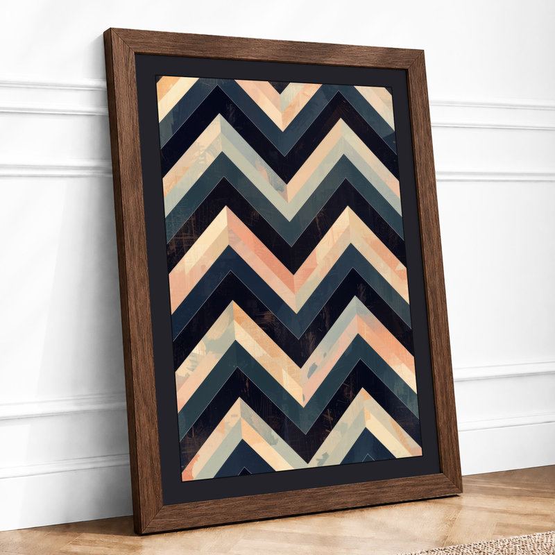 Chevron Rhythm Geometric - Print, Walnut, A3 - 42.0 x 29.7 cm