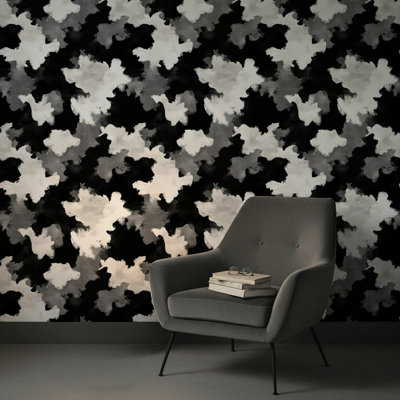 Papier peint abstrait camouflage mural