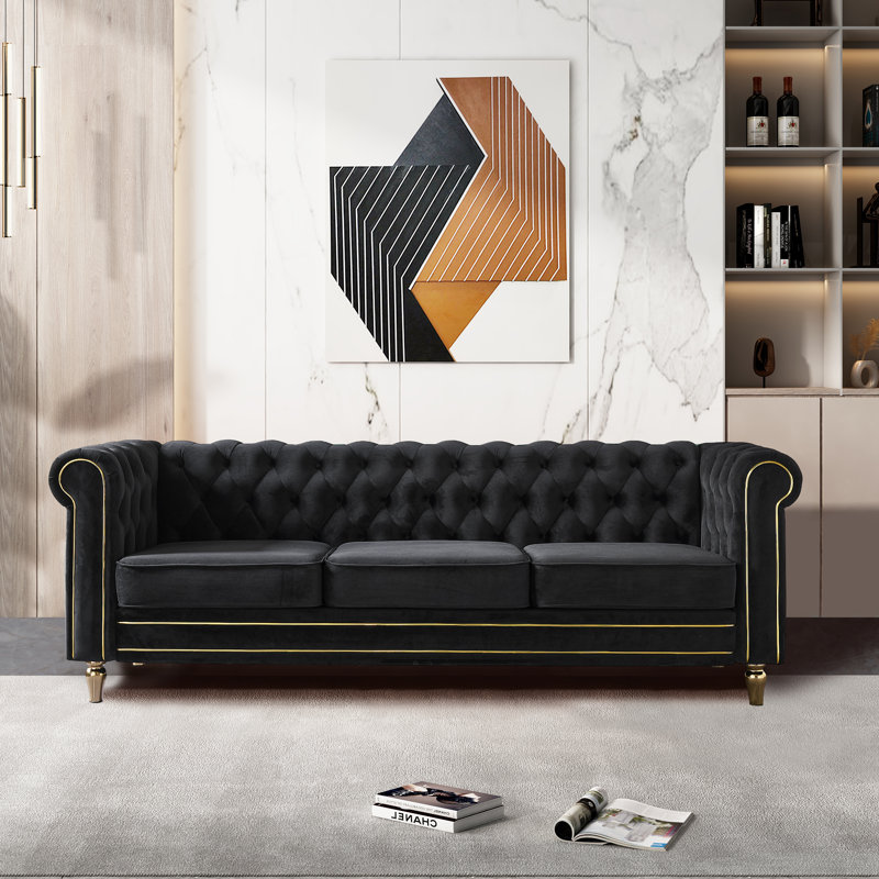 Canapé Chesterfield Crystie, Noir