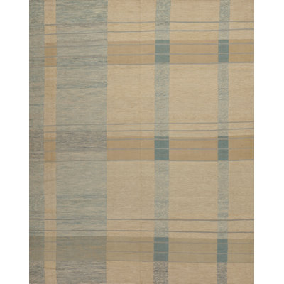 Plaid Area Rug in Light Brown/Light Blue