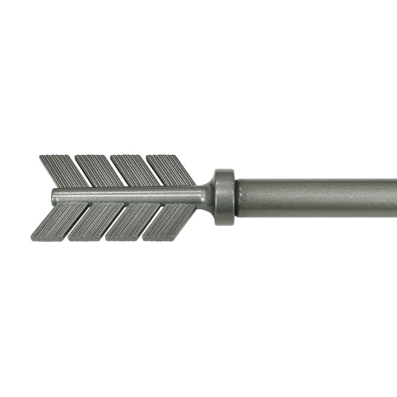 Ensemble de tringle à rideaux simple 5/8 po avec embouts décoratifs en forme de flèche_Étain