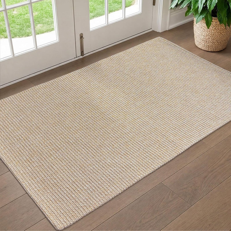 Tapis d'entrée lavable et antidérapant, beige sable, profil bas