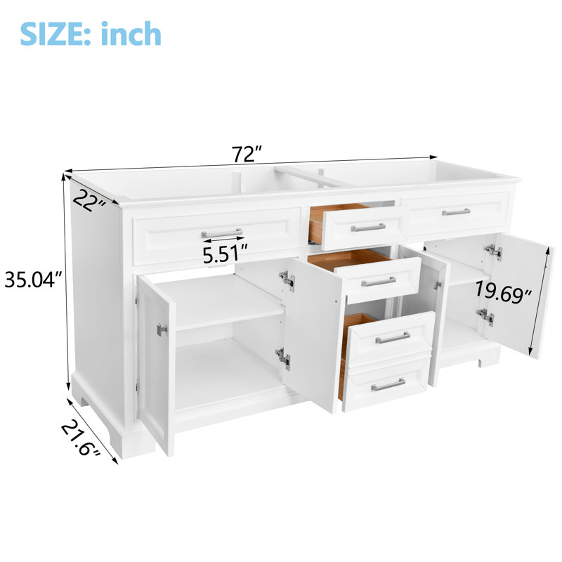 72" Bathroom Vanity Base Only 