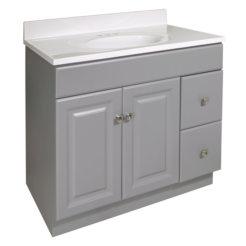 Wyndham 37-Inch Espresso Wood Vanity with White Marble Sink Top