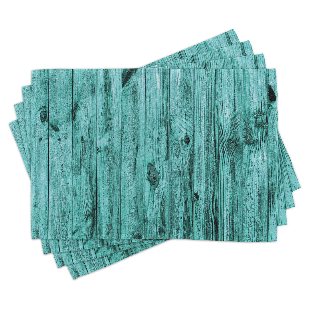 Platzdeckchen 4er-Set, Holzstruktur antik, blau