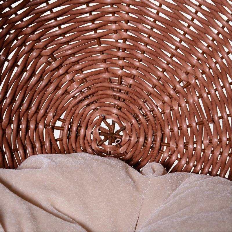 Lit surélevé pour chat avec coussin rotatif et rembourrage, chaise d'œuf en pelouse tressée naturelle brune