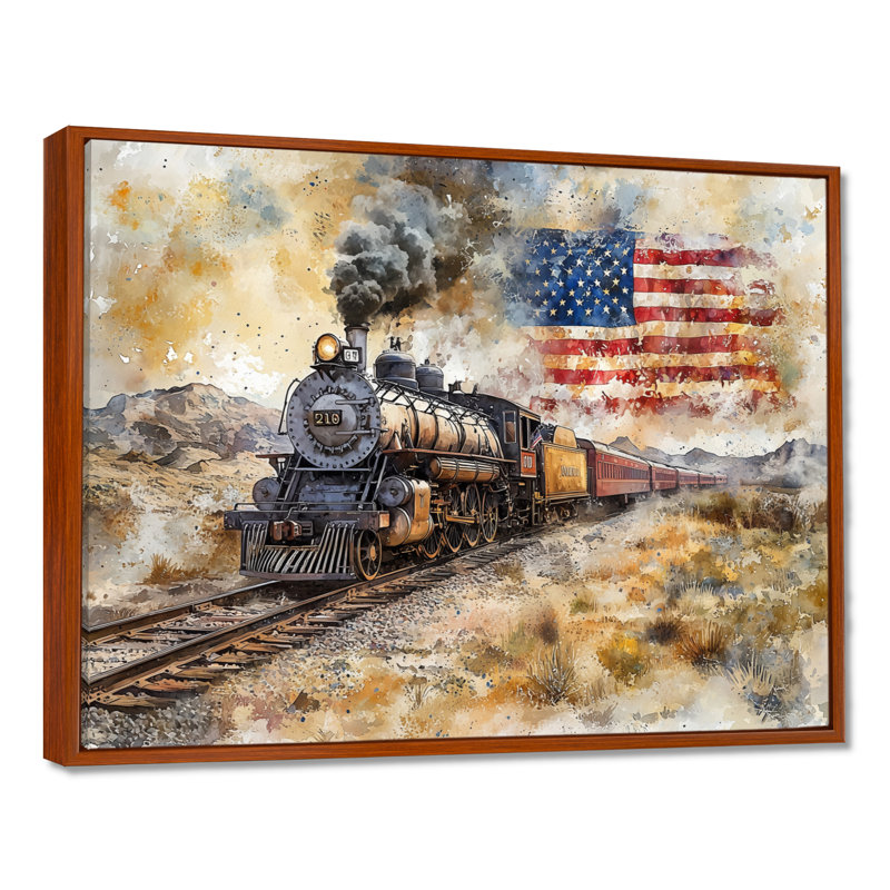 Laithen - Usa Canvas Wall Art, 34" H x 44" W, Brown, Floater Framed Print