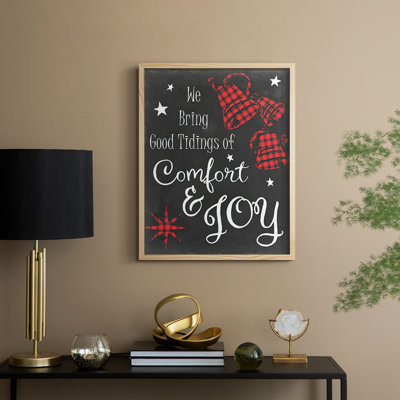 Comfort and Joy in Red Framed Print - Solid Wood