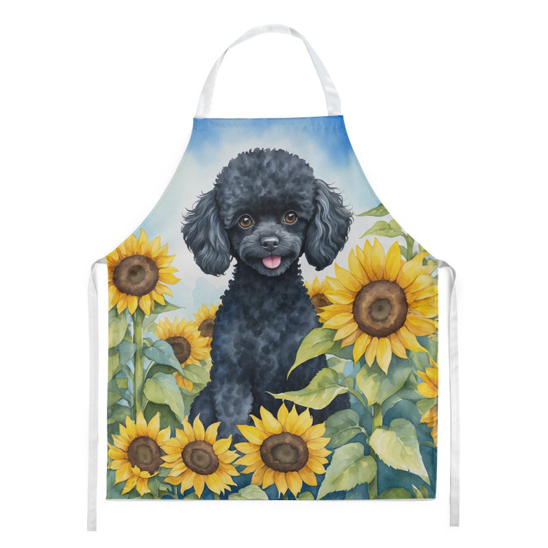 Tablier caniche noir en tournesols