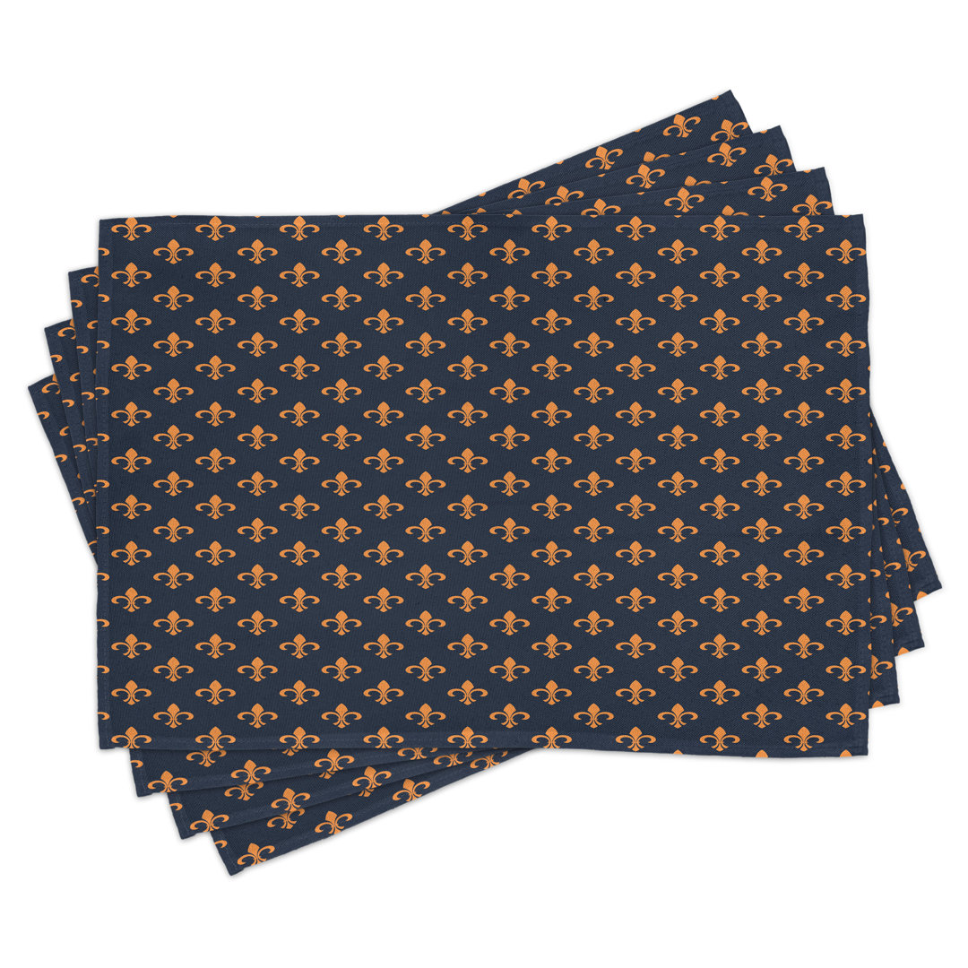 Platzmatten, Wappen Design, Fleur De Lis, Indigo orange