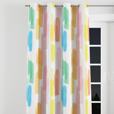 Girls Colorful Curtains - Dreamy Rainbow Air Twin Velvet Grommet Curtain - 1 Panel