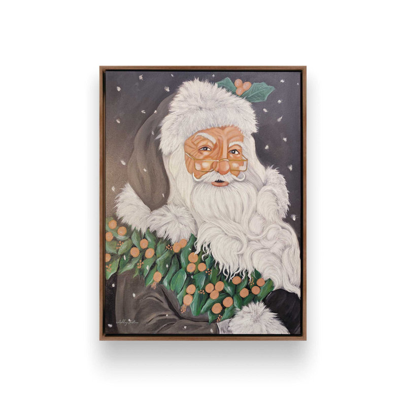 «Santa Portrait» par Ashley Justice, reproduction d'art, L 24 po x H 32 po, Brun, Toile avec cadre