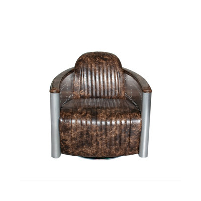 Industrial Style Creative Leisure Swivel Chair Faux Leather Swivel Armchair
