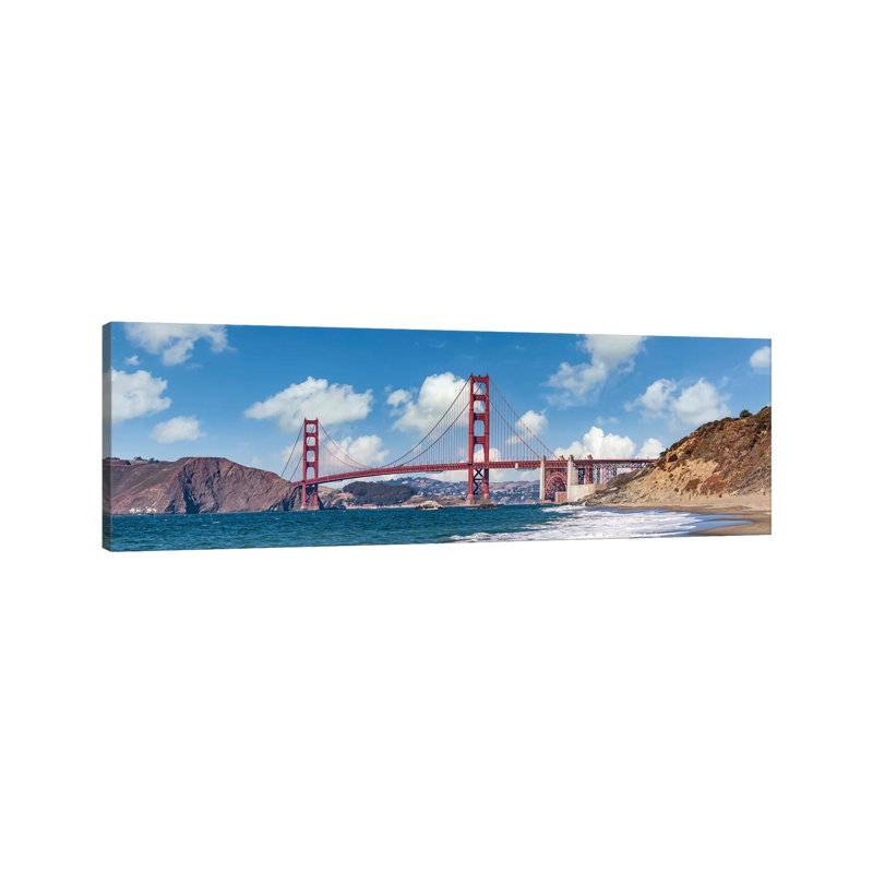 Golden Gate Bridge Baker Beach Panoramic View by Melanie Viola - Wrapped Canvas Panoramic Painting