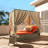Patio Wicker Adjustable Sun Bed With Curtain-2112919814