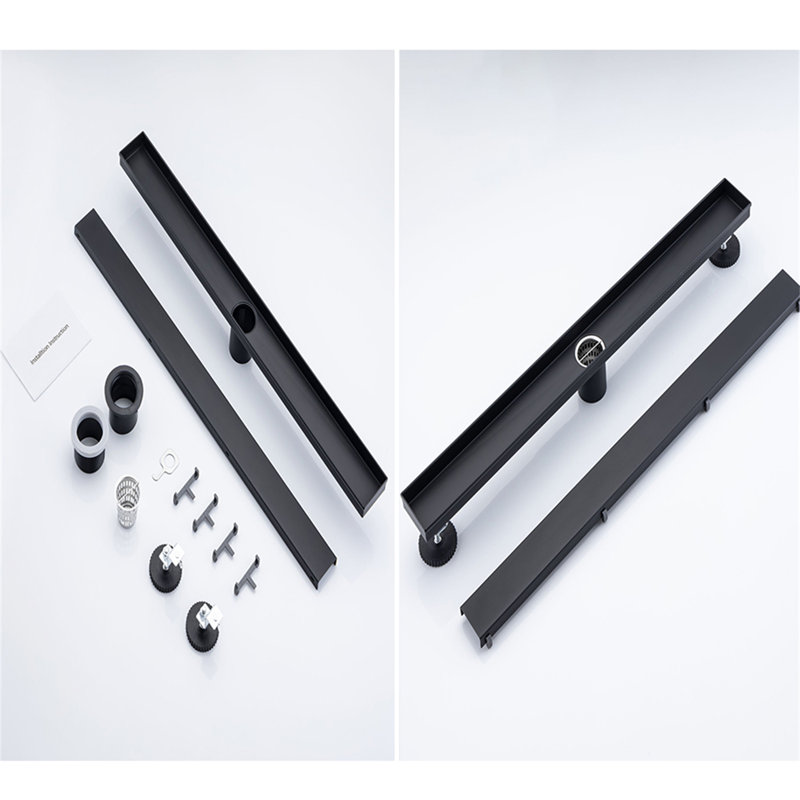 Drain de douche 28 po, Noir mat