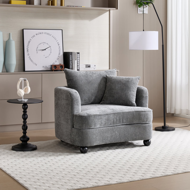 40.2" Chenille Removable Cover Soft Seat Sofa, Gray