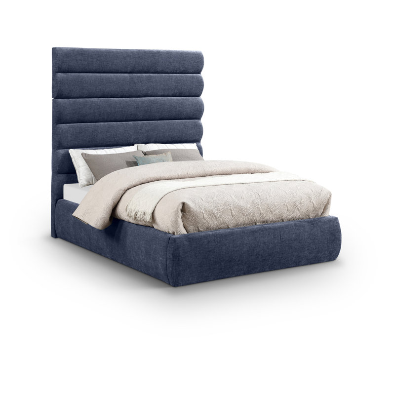 Lit en tissu Adam Chenille, Double, Tissu chenille bleu marine