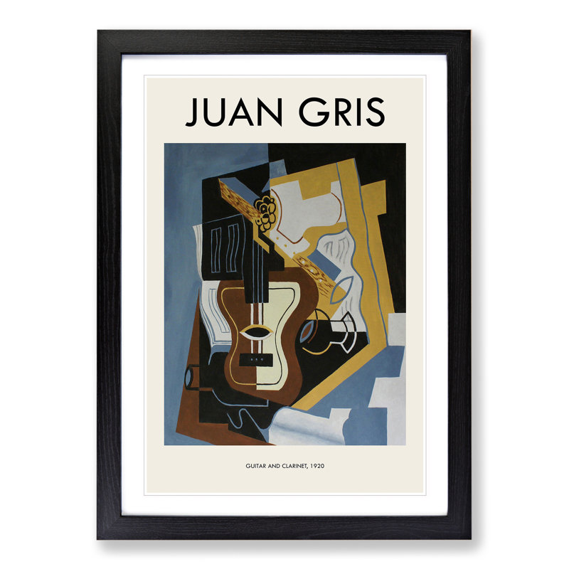 Guitar With Clarinet by Juan Gris - Single Picture Frame Print, Black Framed, 36cm H x 27cm W x 2cm D