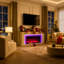 Meuble télé de style champêtre de 70 pouces avec foyer électrique de 42 pouces et tiroirs de rangement