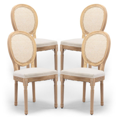 French-Style Farmhouse Dining Chair with Round Backrest