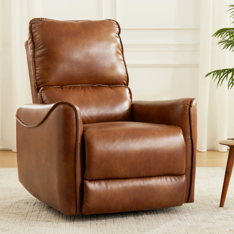 Fauteuil inclinable électrique en cuir brun avec fauteuil berçant et pivotant
