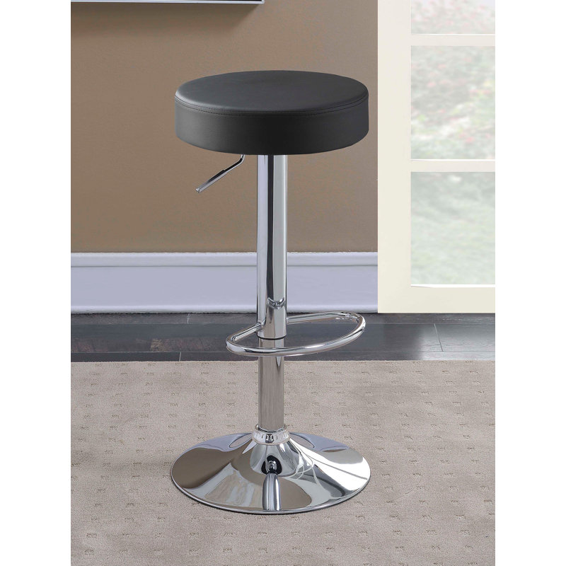 Upholstered Adjustable Height Counter Stool, Black