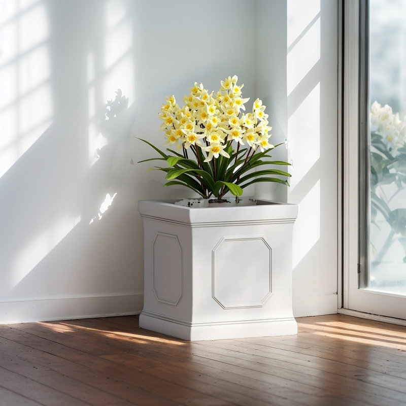 Lightweight Mgo Small Faux-stone Planter, 14'' H X 13.75'' W X 13.75'' D