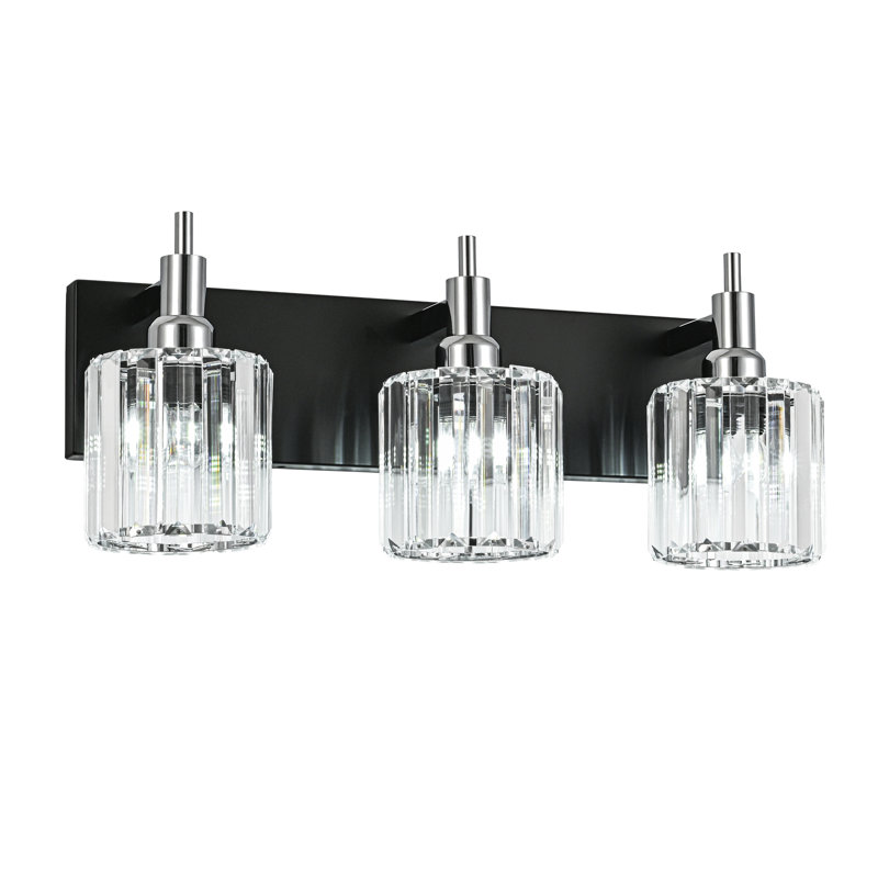 Dimmable Vanity Light, 3 Lights, Black/Chrome